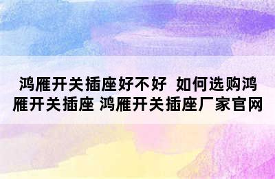 鸿雁开关插座好不好  如何选购鸿雁开关插座 鸿雁开关插座厂家官网